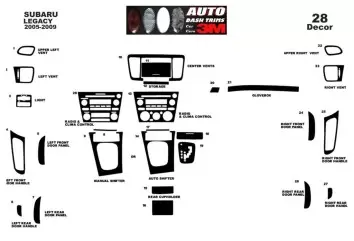 Subaru Legacy 2005-2009 Kit Rivestimento Cruscotto all'interno del veicolo Cruscotti personalizzati 28-Decori