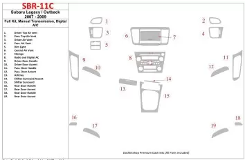 Subaru Legacy 2007-2009 Full Set, Manual Gear Box, Automatic AC Cruscotto BD Rivestimenti interni