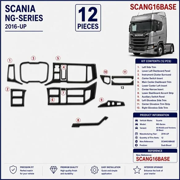 Scania NG-Series ab 2016 Basic kit cruscotto 3D, 12 pezzi