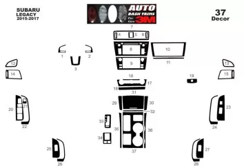 Subaru Legacy 2015-2017 Kit Rivestimento Cruscotto all'interno del veicolo Cruscotti personalizzati 37-Decori