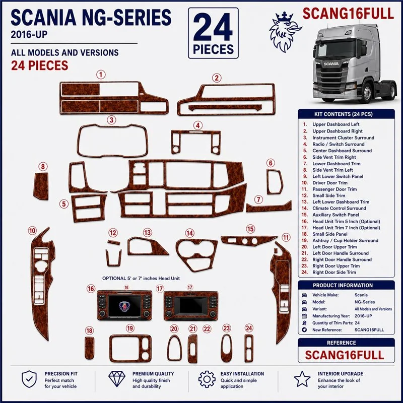 Scania NextGen NG-Series TopSleeper ab 2016 kit cruscotto 3D, 24 pezzi