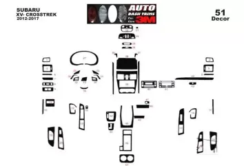 Subaru XV Crosstrek 2012-2017 Kit Rivestimento Cruscotto all'interno del veicolo Cruscotti personalizzati 51-Decori