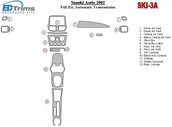 Suzuki Aerio 2002-2002 Full Set, Automatic Gear Cruscotto BD Rivestimenti interni
