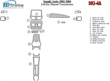 Suzuki Aerio 2003-2004 Full Set, Manual Gear Box Cruscotto BD Rivestimenti interni
