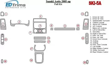 Suzuki Aerio 2005-UP Full Set Cruscotto BD Rivestimenti interni