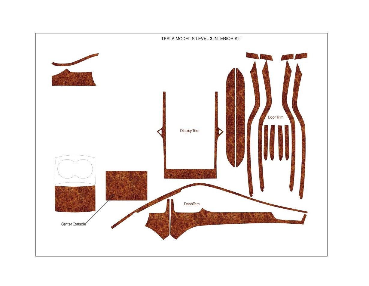 TESLA MODEL S 2012- Kit Rivestimento Cruscotto all'interno del veicolo Cruscotti personalizzati 23-Decori