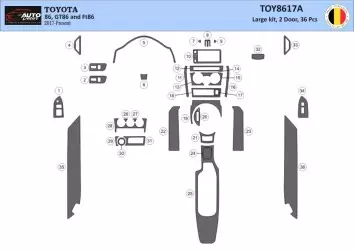 Toyota 86 2017-2021 Kit Rivestimento Cruscotto all'interno del veicolo Cruscotti personalizzati 36-Decori