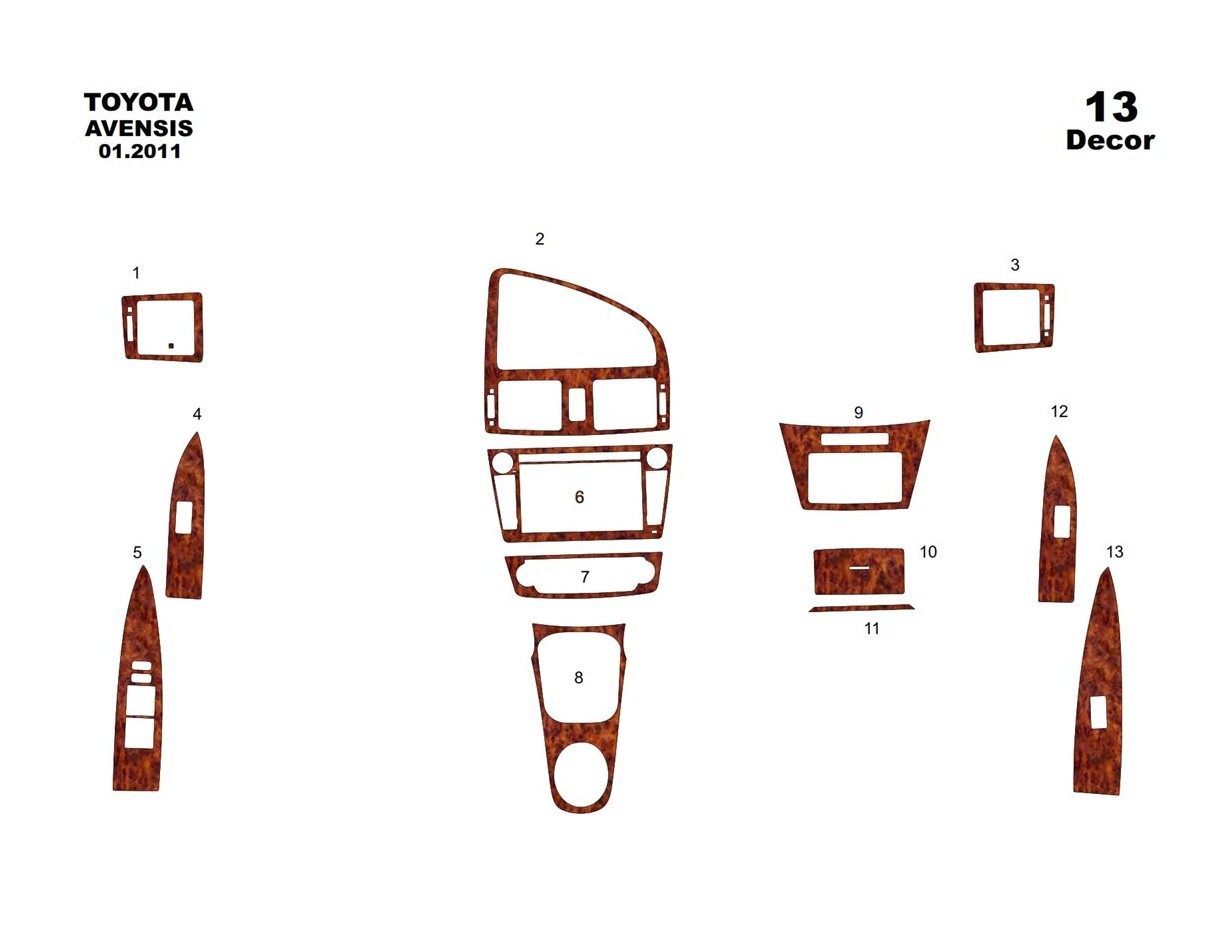Toyota Avensis 01.2011 Kit Rivestimento Cruscotto all'interno del veicolo Cruscotti personalizzati 13-Decori