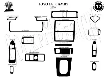 Toyota Camry 01.00 - 12.02 Kit Rivestimento Cruscotto all'interno del veicolo Cruscotti personalizzati 17-Decori