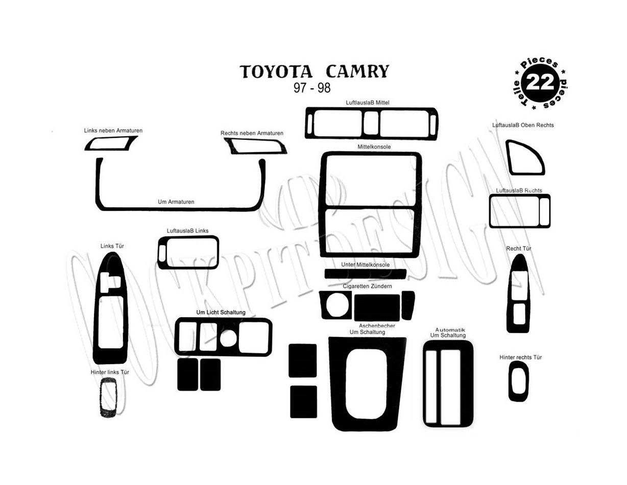 Toyota Camry 12.97 - 12.99 Kit Rivestimento Cruscotto all'interno del veicolo Cruscotti personalizzati 24-Decori