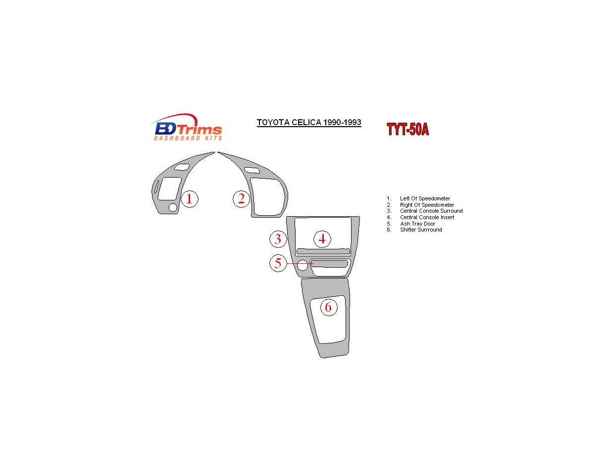 Toyota Celica 1990-1993 Full Set Cruscotto BD Rivestimenti interni