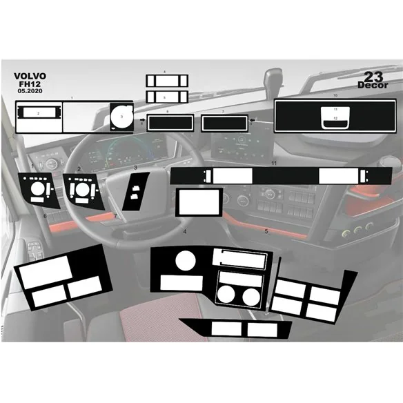 Volvo FH Version 5 ab 2020 XL XXL kit cruscotto 3D, 23 pezzi