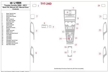 Toyota Corolla 2009-UP Basic Set, Manual Gearbox Doors Controls Cruscotto BD Rivestimenti interni