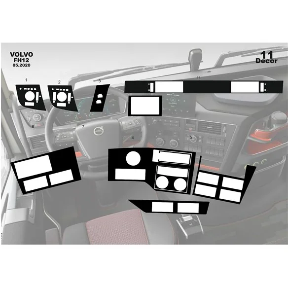 Volvo FH Version 5 ab 2020 kit cruscotto 3D, 11 pezzi
