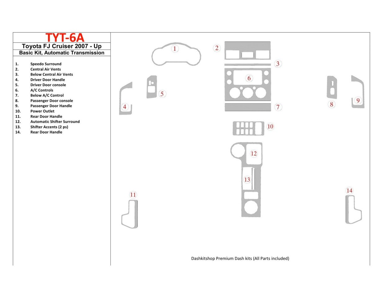 Toyota FJ Cruiser 2007-UP Basic Set, Automatic Gear Cruscotto BD Rivestimenti interni