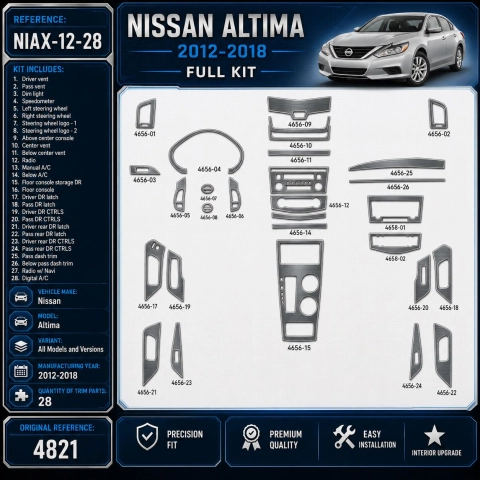 Nissan Altima 2012-2018 kit rivestimento cruscotto e interni 3D 28 pezzi