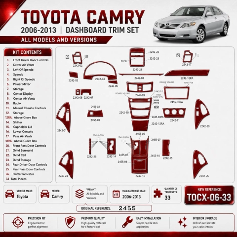 Toyota Corolla 2009 kit rivestimento cruscotto e interni 3D 33 pezzi