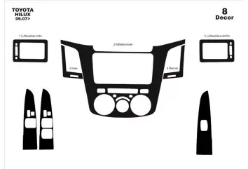 Toyota Hilux MK7 2004–2015 Kit Rivestimento Cruscotto all'interno del veicolo Cruscotti personalizzati 8-Decori