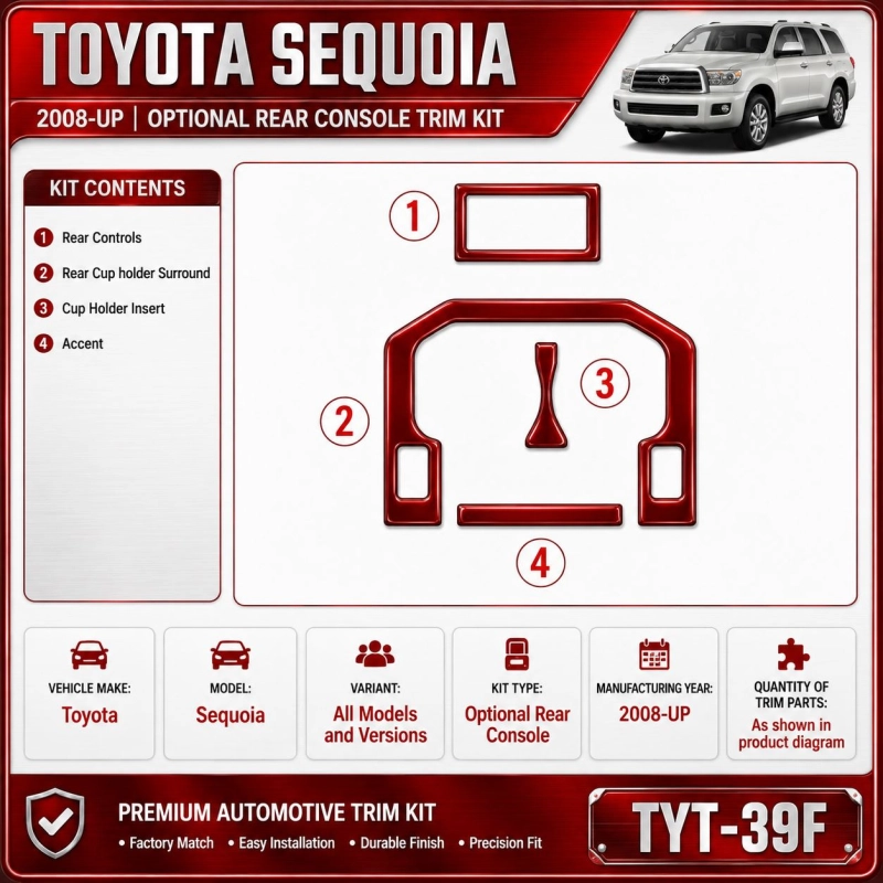 Toyota Sequoia 2008-in poi Optional Rear Console kit rivestimento cruscotto e interni 3D