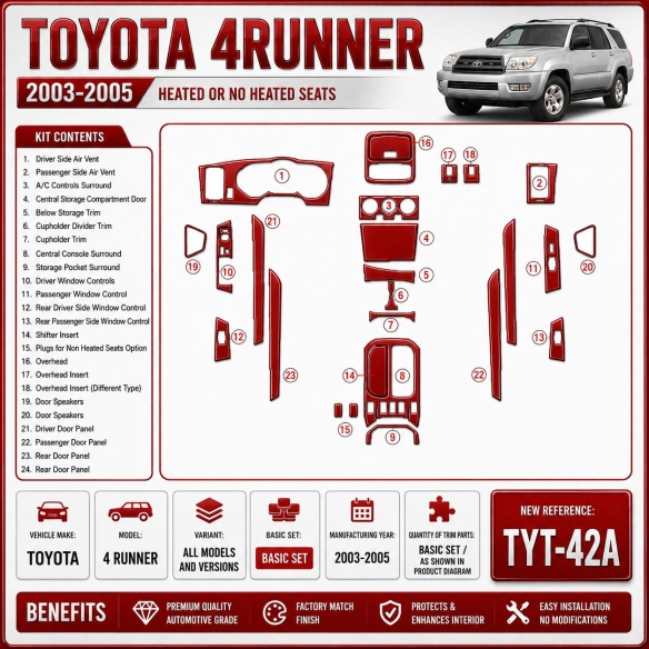 Toyota 4 Runner 2003-2005 Basic Set kit rivestimento cruscotto e interni 3D