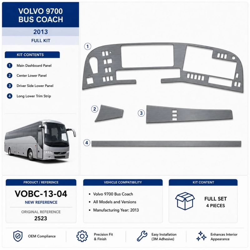 Volvo 9700 Bus Coach 2013 kit rivestimento cruscotto e interni 3D 4 pezzi