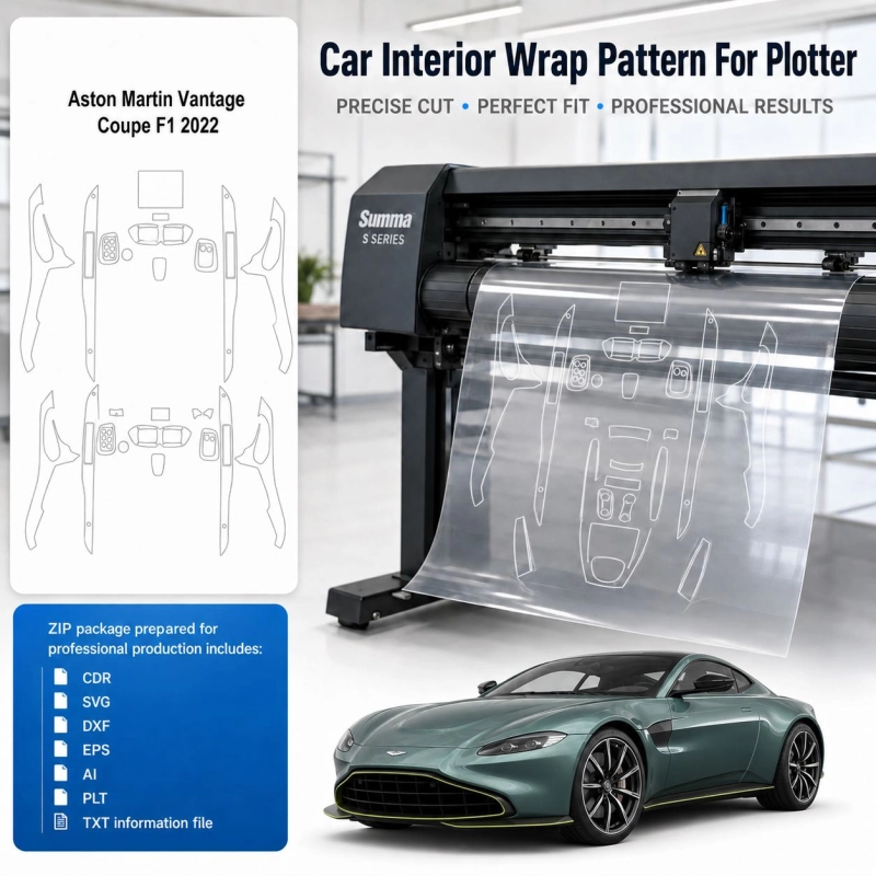 Dima di taglio interni Aston Martin Vantage Coupe F1 2022 per PPF e wrapping