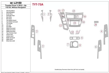 Toyota Pius V 2012-UP Full Set, Without NAVI Cruscotto BD Rivestimenti interni