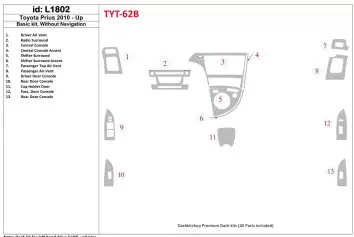 Toyota Prius 2010-UP Basic Set, Without NAVI Cruscotto BD Rivestimenti interni