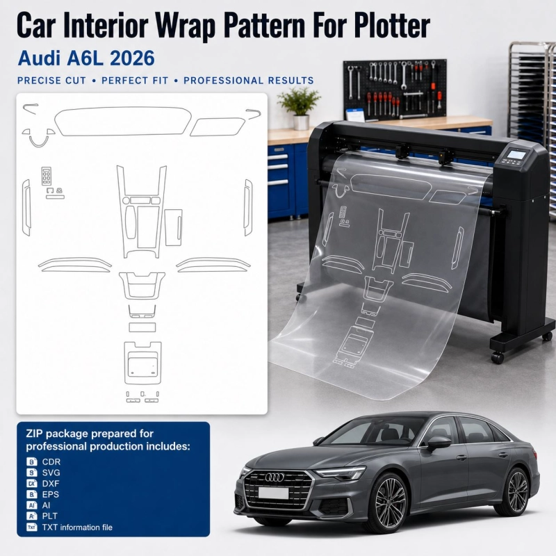 Dima di taglio interni Audi A6l 2026 per PPF e wrapping