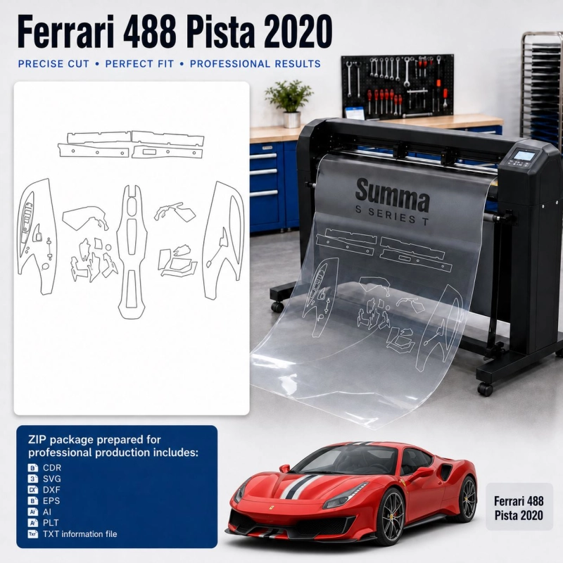 Dima di taglio interni Ferrari 488 Pista 2020 per PPF e wrapping