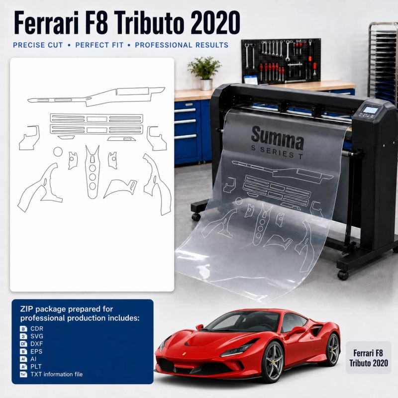 Dima di taglio interni Ferrari F8 Tributo 2020 per PPF e wrapping