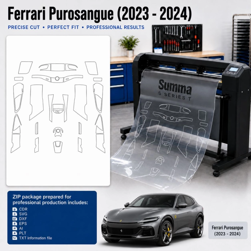 Dima di taglio interni Ferrari Purosangue 2023 2024 per PPF e wrapping