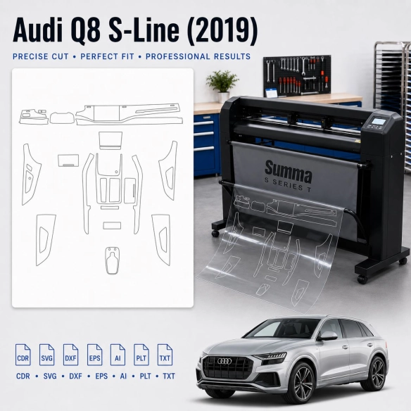 Dima di taglio interni Audi Q8 S Line 2019 per PPF e wrapping