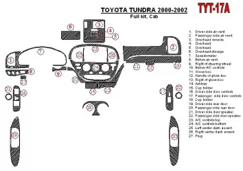 Toyota Tundra 2000-2002 4 Doors, Full Set, 27 Parts set Cruscotto BD Rivestimenti interni