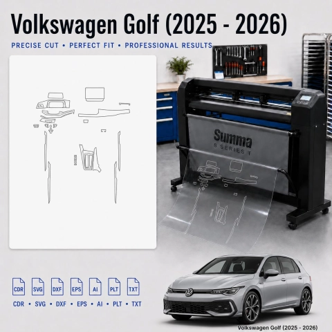 Dima di taglio interni Volkswagen Golf 2025 2026 per PPF e wrapping