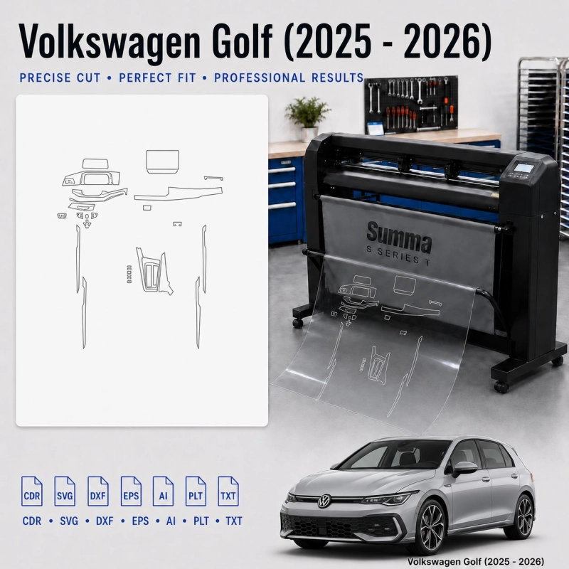 Dima di taglio interni Volkswagen Golf 2025 2026 per PPF e wrapping