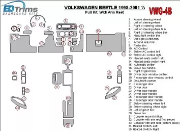 Volkswagen Beetle 1998-2001 Full Set, With Armrest, 33 Parts set Cruscotto BD Rivestimenti interni