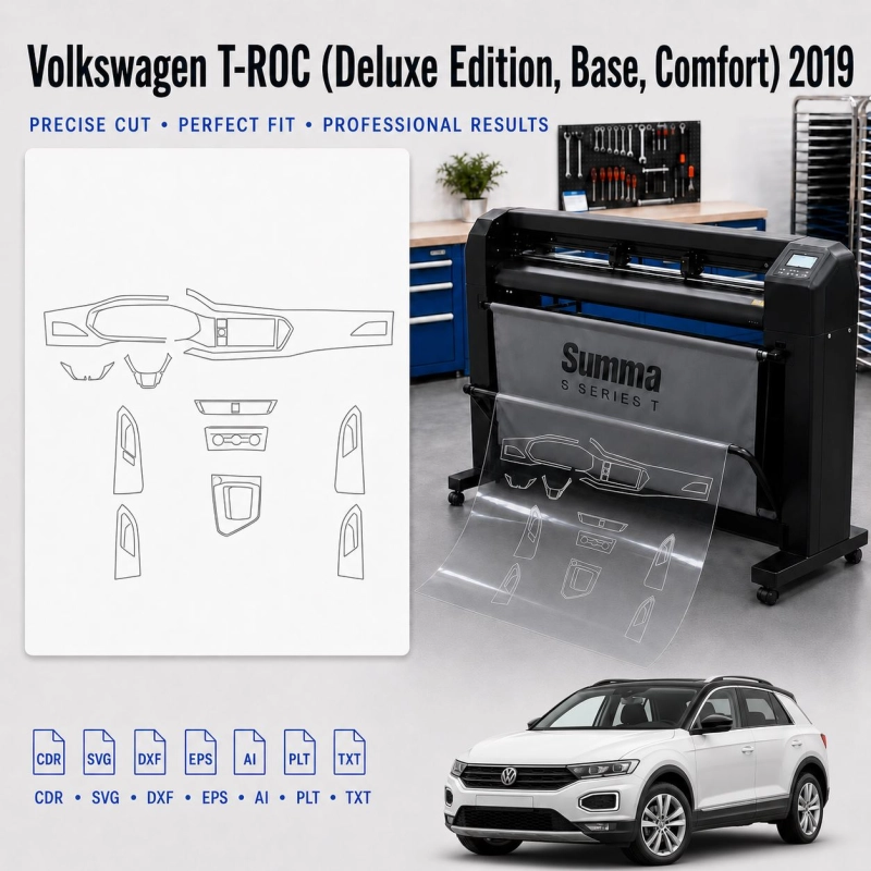 Dima di taglio interni Volkswagen T Roc Deluxe Edition Base Comfort 2019 per PPF e wrapping