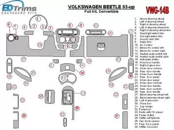 Volkswagen Beetle 2001-2005 Full Set fits Cabrio and Coupe With Armrest Cruscotto BD Rivestimenti interni