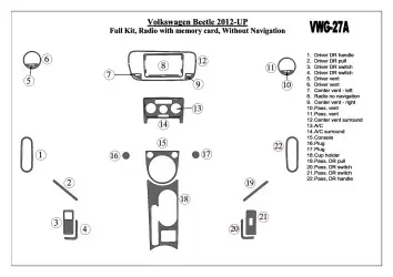 Volkswagen Beetle 2012-UP Full Set, Audio SD Card, Without NAVI Cruscotto BD Rivestimenti interni