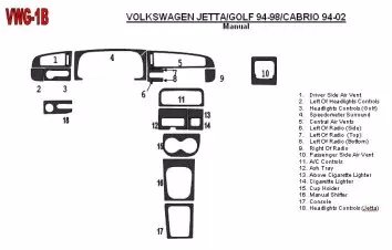Volkswagen Cabrio 1994-2002 Manual Gearbox, 18 Parts set Cruscotto BD Rivestimenti interni