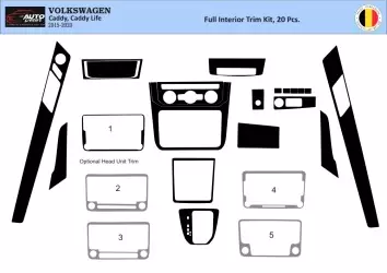 Volkswagen Caddy 09.2015 Kit Rivestimento Cruscotto all'interno del veicolo Cruscotti personalizzati 20-Decori