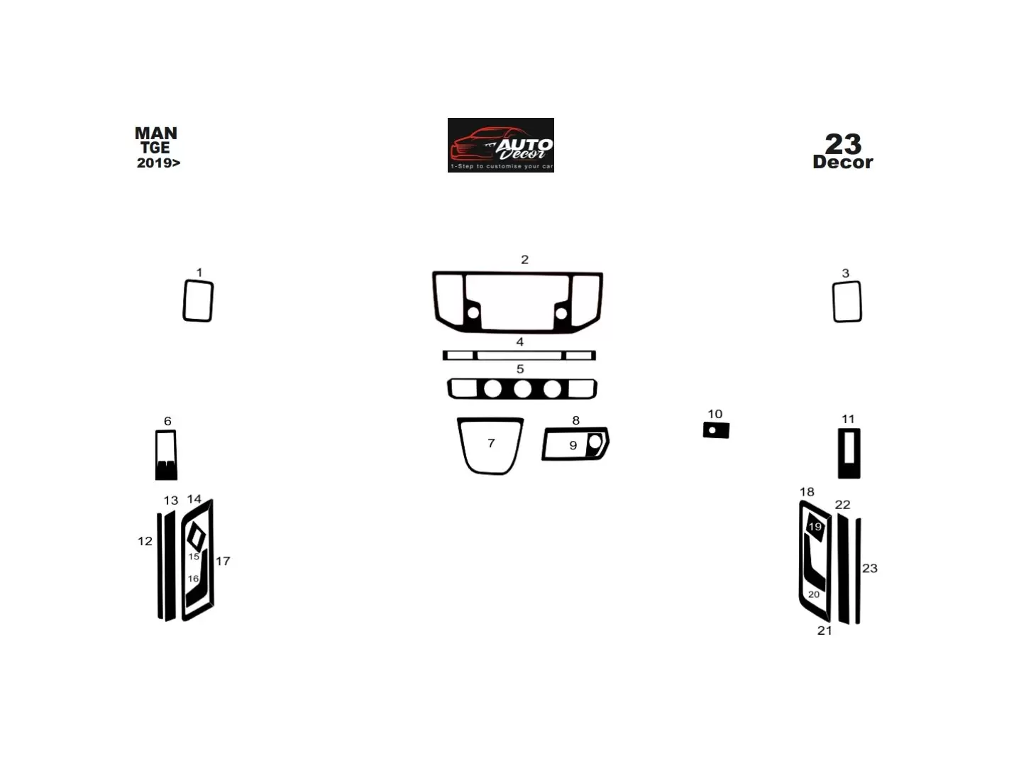 Volkswagen Crafter 2019 Kit Rivestimento Cruscotto all'interno del veicolo Cruscotti personalizzati 23-Decori