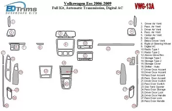 Volkswagen EOS 2006-UP Full Set, Automatic Gear Cruscotto BD Rivestimenti interni