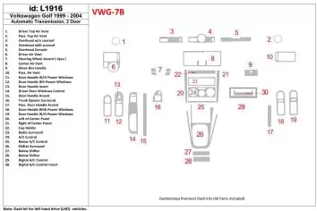Volkswagen Golf 1999-2004 2 Doors, Automatic Gear Cruscotto BD Rivestimenti interni