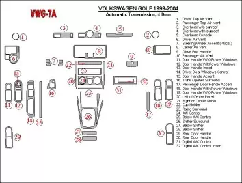Volkswagen Golf 1999-2004 4 Doors, Automatic Gear Cruscotto BD Rivestimenti interni