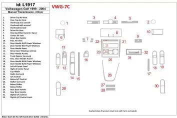 Volkswagen Golf 1999-2004 4 Doors, Manual Gear Box Cruscotto BD Rivestimenti interni