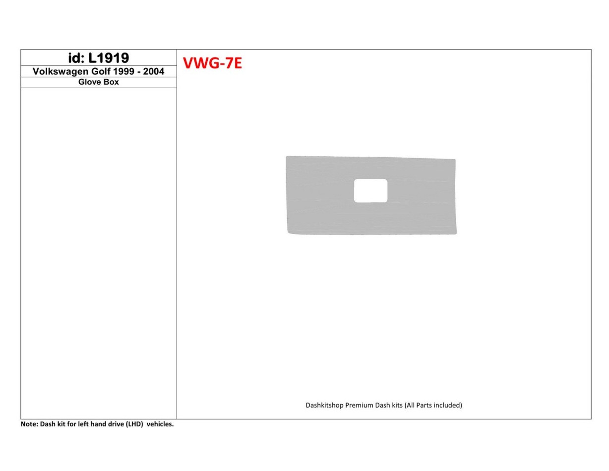 Volkswagen Golf 1999-2004 Optional glowe-box Cruscotto BD Rivestimenti interni Volkswagen Golf 1999-2004 Optional glowe-box Cruscotto BD Rivestimenti interni