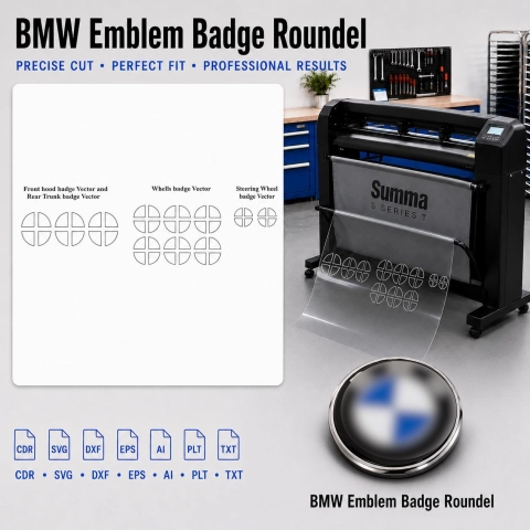 Dima di taglio interni BMW Emblem Badge Roundel Template Vector per PPF e wrapping