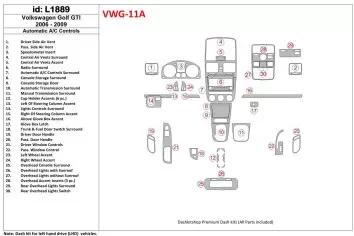 Volkswagen Golf V GTI 2006-UP Automatic Gearbox A/C Control Cruscotto BD Rivestimenti interni